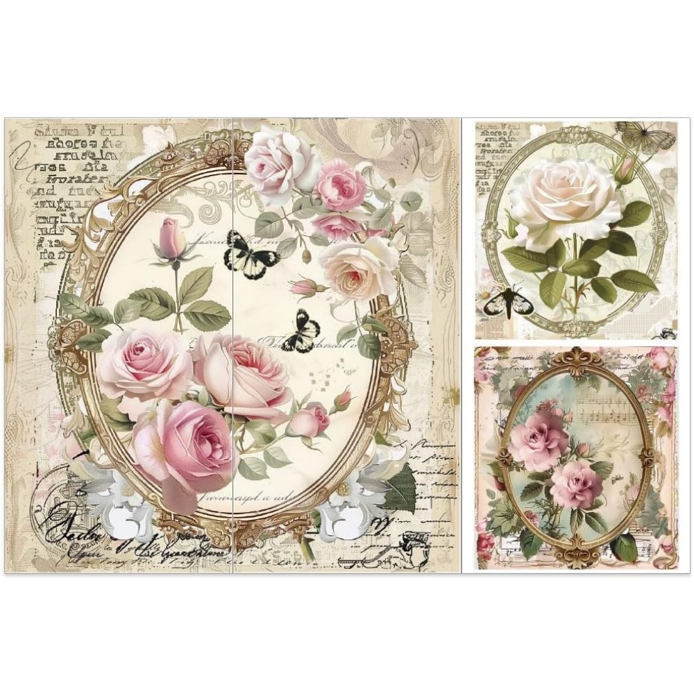 3 adet/takım Gül Ovmak Transfe - Vintage Home Textiles incelemesi ve fiyatı